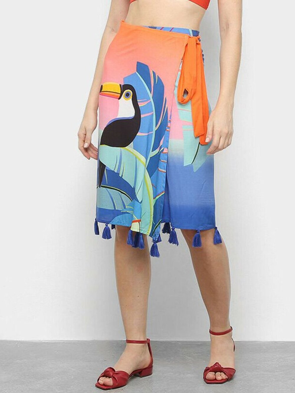 Farm Rio Anthropologie Tuca Tropicalia Mooring Midi Skirt S #505